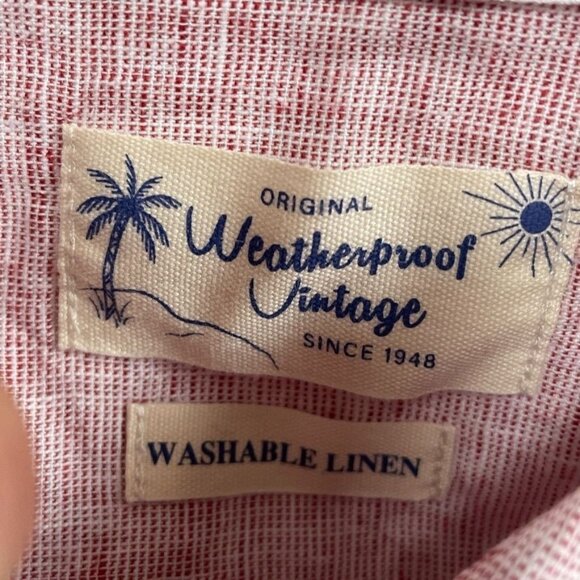 Weatherproof Vintage Mens Washable Linen Button-Down Shirt S Short Sleeve a0244 - Picture 3 of 8